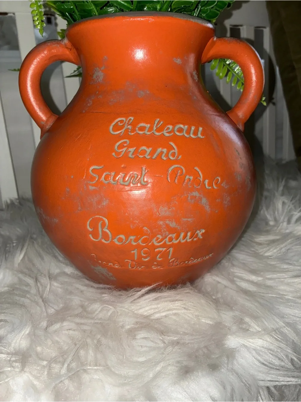 Vintage 1971 Chateau Grand Saint-André Bordeaux wine jug or‎ vase 2 handles